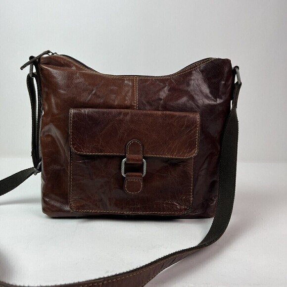 JACK GEORGES Voyager Collection Brown Leather Crossbody Bag Purse Rustic Urban - Picture 11 of 12